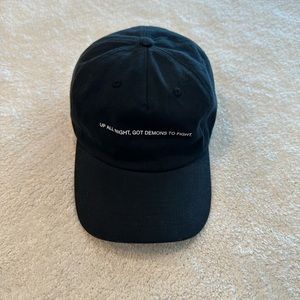 black baseball hat